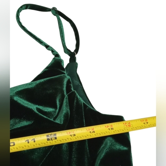 Revelry Green Velvet Jumpsuit with Draped Neckline - Picture 4 of 8